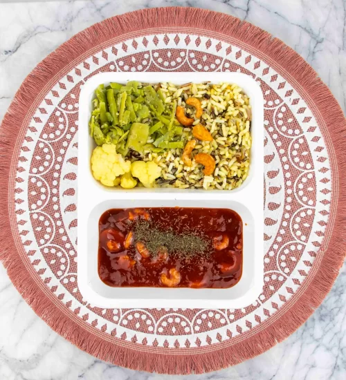 Garnalen • BBQ-saus • wilde rijst