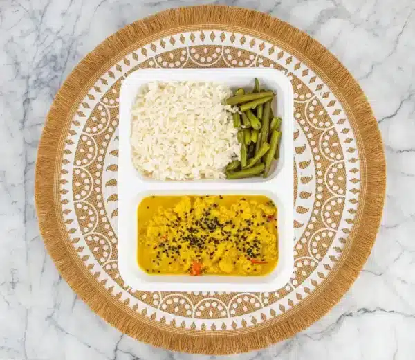 3 Gele curry • witte rijst • sperziebonen